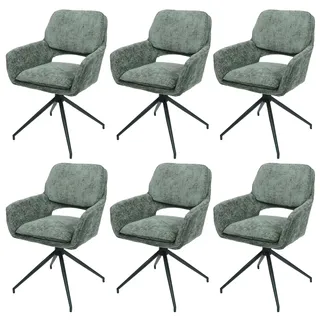 Mendler Esszimmerstuhl HWC-N74 Stoff Chenille grün 6er Set