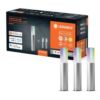 LEDVANCE Smarte LED Gartenleuchte mit WiFi Technologie, Erweiterung um 3 Mini Garten Poles für Außen, RGB-Farben änderbar, Kompatibel mit Google und Alexa Voice Control, SMART+ WIFI GARDPOLE MINI