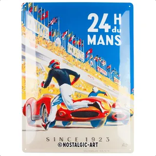 Nostalgic-Art Retro Blechschild, 30 x 40 cm, 24h Le Mans – Racing Poster Blue – Geschenk-Idee für Motor-Fans, Original Lizenzprodukt (OLP), aus Metall, Vintage Design, Blechschilder Sprüche