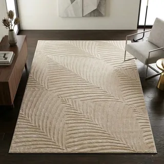Teppich SEHRAZAT "Rio 1800, auch als Läufer", beige, B:80cm H:7mm L:150cm, Polyester, Teppiche, Teppich, Kurzflor, grafisches Hoch Tief Muster, Wohnzimmer