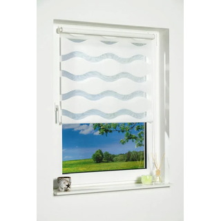 Doppelrollo K-HOME "Welle" Gr. 39, weiß, B:30cm H:150cm, Polyester, Rollos, Doppelrollo, im Festmaß, Topseller