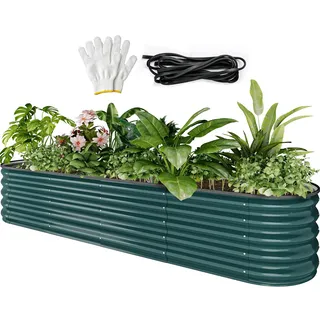 YITAHOME Outdoor Hochbeet Metall 240x61x43cm, Hochbeete-Kit aus Verdicktem Zink-Aluminium-Magnesium-Edelstahl-Metall Hochbeete für Garten mit Sicherheitsgummi für Gemüse, Blumen und Früchte (Grün)