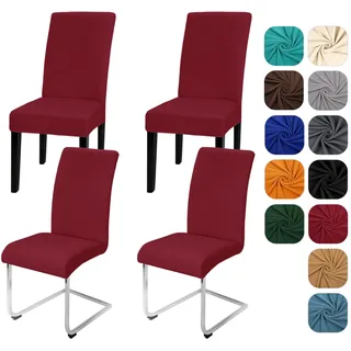 Yugarlibi Stuhlhussen 4er Set Stretch Stuhlhussen Schwingstuhl Elastische Hussen Stuhlbezug Abnehmbarer Waschbarer Stühle Schutz für Küche Restaurant Hotel Bankett Hochzeit (Bordeaux, 4 Stück)