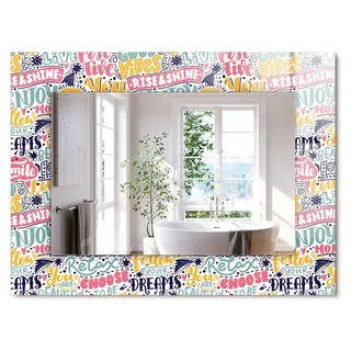 Farbiger motivierender Schriftzug – Rechteckiger Spiegel mit Druck 80x60 cm – Modern - Dekorativ für die Wand