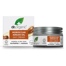 Dr Organic Marokkanische Arganöl Tagescreme, für normale und trockene Haut, natürlich, vegan, tierversuchsfrei, paraben- und SLS-frei, recycelt und recycelbar, zertifiziert biologisch, 50ml