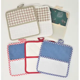 Topflappen 18 x 18 cm mit Aida-Stoff 6 Stück sortiert