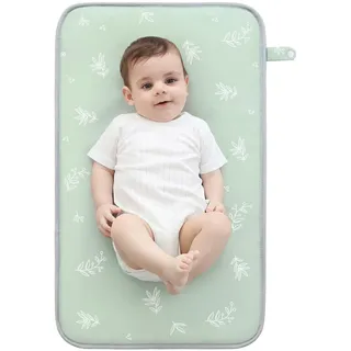 Susurration Baby Tragbare Wickelunterlage Wasserdichte 40 x 70 cm Wiederverwendbare Baby Wickelauflage Waschbar für Unterwegs für Unterwegs Wickel (Grüne Blätter)