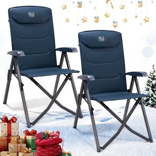 TIMBER RIDGE 2er Campingstuhl Faltbar Hohe Lehne mit 4 Positionen verstellbar bis 150kg Klappstuhl Camping Gepolstert Gartenstuhl Faltlstuhl mit Tasche für Garten Balkon Wohnmobil