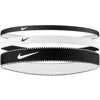 Nike Herren Flex Classic Mixed Width Headbands 3er Pack Stirnbänder Running Fitness Training Sport Haarband Set, Black/White/Black, One Size