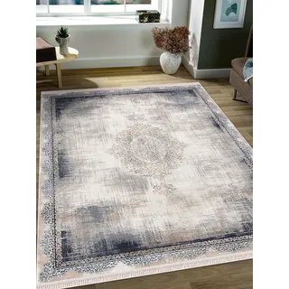 MERINOS Teppich »Rodin 19770«, rechteckig, 10 mm Höhe, Vintage, Orient, Kurzflor mit Fransen blau B/L: ca. 160x230 cm - blau