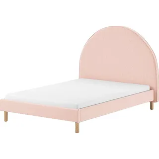Vipack Polsterbett 140x200 Lattenrost Jugendbett rund Stoff Doppelbett Bett rosa