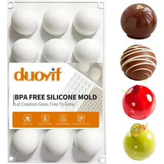 duoyif Silikonform Kugel Schokoladenformen Ø 42mm 15 Löcher Kugel Silikon Backform Zur Herstellung Von Dome-Mousse Kuchen Schokolade Eiskugel (Ø42mm)