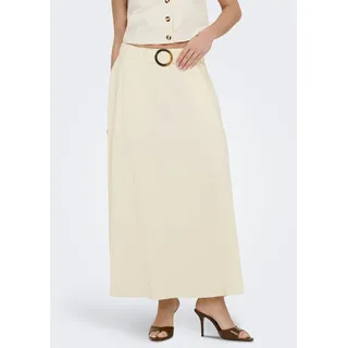 JDY Maxirock "JDYMILAN LINEN HW BELTED SKIRT WVN DIA" Sommerrock mit Leinen, oatmeal detail:melange