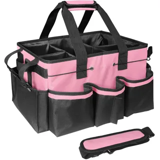 BOHEMIABY Tragbare Putzmittel Organizer, Große Cleaning Caddy Putztasche mit Griff Schulterriemen, Putzset Haushalt Putzkorb, Reißfest und Platzsparend, Rosa(Nur Tasche)