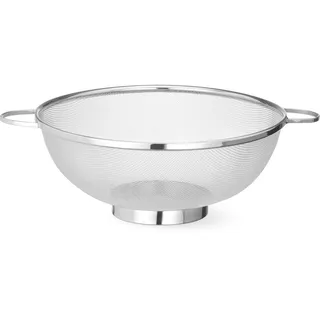 HENDI Küchensieb, Feinmaschiges Seiher, mit 2 Griffen, fester Sockel, Sieb, Passiersieb, Edelstahlsieb, Nudelsieb, Abtropfsieb, Seiher, ø310x(H)126mm, Edelstahl