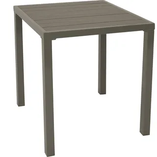 DEGAMO Gartentisch Esstisch Bistrotisch VARENNA 60x60cm quadratisch, Metall silbergrau + Kunstholz grau - Grau, Silber