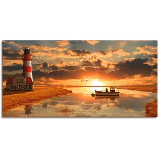 Artland Wandbild »Maritime Idylle beim Leuchtturm« Gebäude 1 Stk. tlg. als Leinwandbild, Poster, Wandaufkleber in verschied. Größen, orange