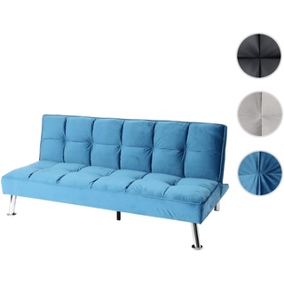 Mendler Sofa HWC-K21, Klappsofa Couch Schlafsofa, Nosagfederung Schlaffunktion Liegefläche 181x107cm ~ Samt, blau