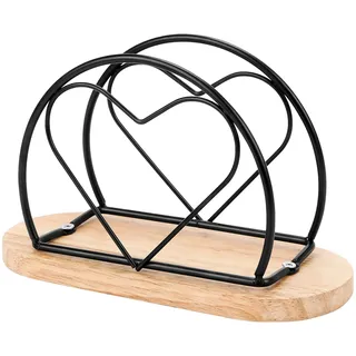 Yooyan Serviettenhalter Schwarz, Serviettenspender Holz, Serviettenhalters, Napkin Holder, Papierserviettenhalter Serviettenständer Holz für Esszimmer, Küche, Picknick, Eisdiele, Café