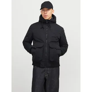 Jack & Jones Bomberjacke »JJCONSTRUCT BOMBER mit glänzender Oberfläche« mit Kapuze, schwarz