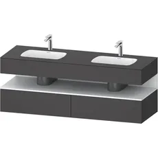 Duravit Qatego Einbauwaschtisch mit Konsolenwaschtischunterbau, 1600x550x600mm, Nische Weiß Matt, Doppelwaschtisch, QA4797018, Farbe: Graphit matt