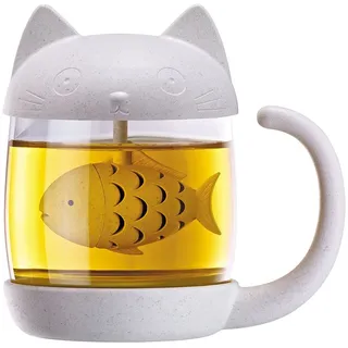 Winkee Teeglas Katze mit integriertem Tee-Ei