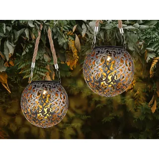 Solarkugeln Set für den Garten, Outdoor Balkon Außenlaternen mit Seil hängend