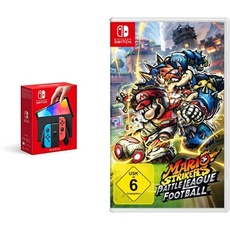 Nintendo Switch (OLED-Modell) Neon-Rot/Neon-Blau + Mario Strikers: Battle League Football - [Nintendo Switch]