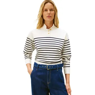 Tommy Hilfiger Damen Pullover Jersey Gold mit Mock-Neck, Weiß placed thin navy stp sweaters, XXL