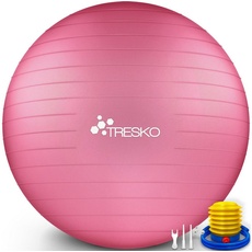 Bild von Gymnastikball mit GRATIS Übungsposter inkl. Luftpumpe - 65cm, Pumpe, rosa