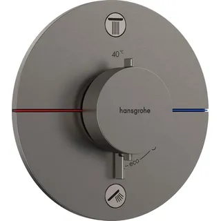 Hansgrohe ShowerSelect Comfort S Thermostat, Unterputz, 2 Verbraucher, runde Rosette, mit Sicherungskombination, 15556340 Dusch-Mischbatterie Schwarz, Chrom