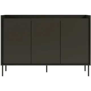 Selsey Sideboard Tovi Schwarz / Holzoptik Nussbaum 140 cm , Metall , 3 Fächer , Rechteckig , 139.8x95.5x36.4 cm , Kleinmöbel, Kommoden, Sideboards