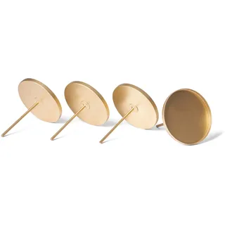 Novaliv 4X Kerzenpick Flach Gold 8cm Durchmesser I Kerzenteller mit Dorn I Adventskerzenhalter Weihnachtsdekoration Kerzenpin I Kerzenstecker für Adventskranz