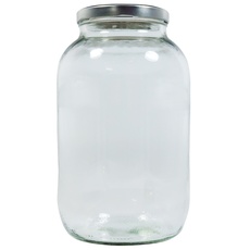 Mikken XL Einmachglas 3400 ml mit Schraubverschluss Silbernes Vorratsglas Glas mit Etikett