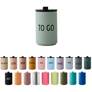 DESIGN LETTERS Thermobecher TO GO | Thermobecher kaffee to go | Kaffeebecher To Go aus Edelstahl doppelwandig isoliert, auslaufsicher | Geschenke für frauen, Männer | Travel mug | 350 ml