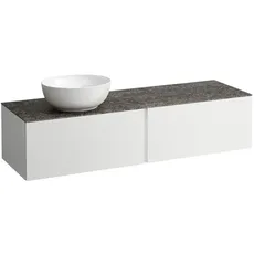 Laufen Il Bagno Alessi Schubladenelement, Steinplatte Marrone Naturale, Ausschnitt links, 160x50x37cm, zu WT-Schale H81897 5, H432352097, Farbe: Weiß matt