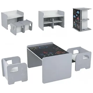 Costway Kindertisch mit Stuhl grau(3-tlg) , Grau , Holzwerkstoff , 62.5x40x48 cm , Babymöbel & Kindermöbel, Kinderzimmer & Jugendzimmer, Kindersitzgruppe