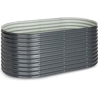 Blumfeldt Hochbeet, Großes Kräuterbeet Einfacher Aufbau, Hochbeet Garten & Balkon, Freistehendes Gemüsebeet für Blumen, Obst & Gemüse, Hochbeet aus Metall, Gartenbeet 200 x 80 x 100 cm, Hochbeet Grau - Grau