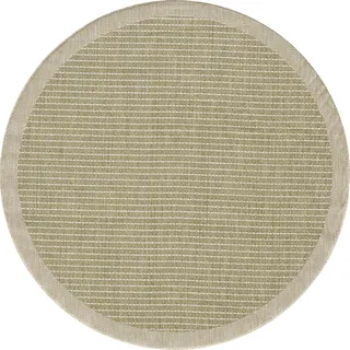 Teppium In & Outdoor Teppich Terrasse Balkon Küchenteppich Wetterfest Sisal Optik Flachgewebe Wetterfest Einfarbig mit Struktur, Grösse: 160 cm Rund - Grün