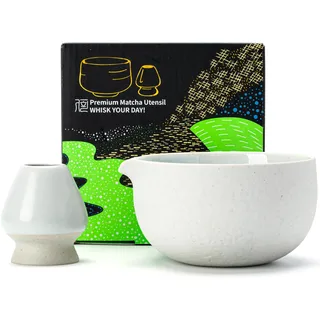 Japanische natürliche Steinstruktur Matcha Chawan (Ausgießer) mit Schneebesenablage, 18 OZ. TEANAGOO, K13, Lt. Grau, Matcha-Teeschale, Keramikschale, Teeschalen für Matcha, Matcha-Schale