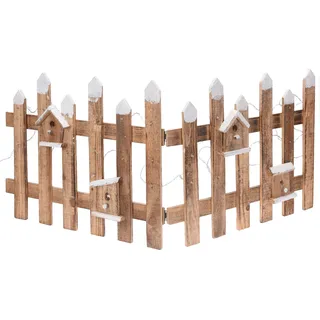 Gartenzaun mit Lichterkette - 100 x 40 cm - Weihnachten Deko Zaun mit 30 LED in warmweiß beleuchtet Batterie betrieben