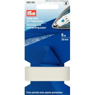 Prym 968168 Saumvlies mit Trägerpapier zum Einbügeln 20 mm weiß