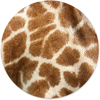 Mauspad im Giraffen Design I Ø 22 cm rund I Tier-Motiv Animal Print Fell I Mausunterlage für Büro Gaming I Kunststoff abwischbar I rutschfest dünn I dv822