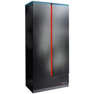 X Rocker Kleiderschrank , Rot, Schwarz , Holzwerkstoff , 1 Fächer , 1 Schublade(n) Schubladen , 79x181x51.5 cm , Beleuchtung , Schlafzimmer, Komplette Schlafzimmer und Serien, Schlafzimmerserien