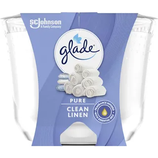 Glade (Brise) Langanhaltende Duftkerze im Glas, Pure Clean Linen, bis zu 39 Stunden Brenndauer, 4er Pack (4x224 g)