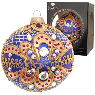 Krebs Glas Lauscha Weihnachtsbaumkugel Blau Gloria 1-tlg. 8cm