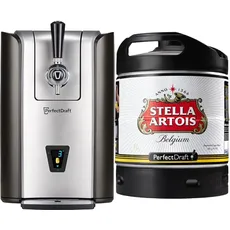 Bundle aus PerfectDraft Pro Zapfanlage + Stella Artois, Internationales Premium Lager-Bier aus Belgien, Perfect Draft (1 x 6l) MEHRWEG Fassbier