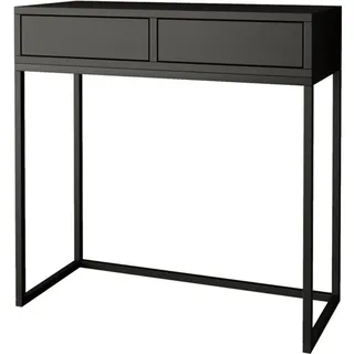 Beautysofa Konsolentisch Lango 80/85/35 schwarz mit schwarzen Matellbeinen , Schwarz , Metall , 2 Schubladen , Rechteckig,Rechteckig , 80x85x35 cm , Wohnzimmer, Wohnzimmertische, Konsolentische