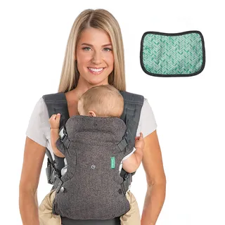Infantino Flip Advanced 4-in-1 Babytrage mit Lätzchen, Ergonomisch, Umwandelbar, mit Blickrichtung Nach Innen und Außen, Vorne und Hinten Tragbar für Neugeborene bis Kleinkinder von 3,6-14,5 kg, Grau