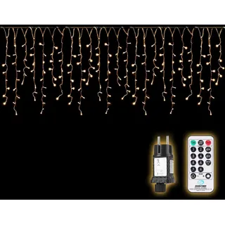 SALCAR 15m LED Lichtervorhang Außen, Eisregen Lichterkette Outdoor mit Fernbedienung und Timer, Weihnachtsbeleuchtung Innen Fenster 8 Modi, Warmweiß
